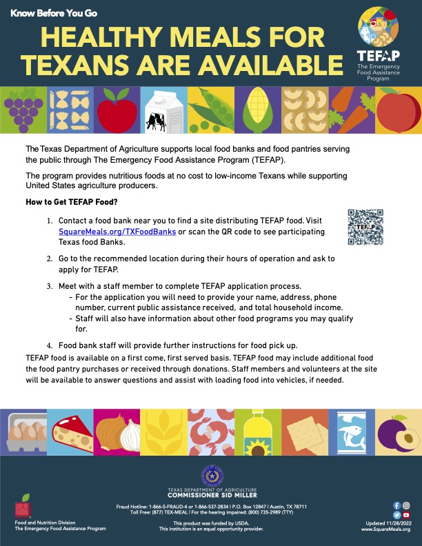 TEFAP English Flyer - Know Before You Go Resource
